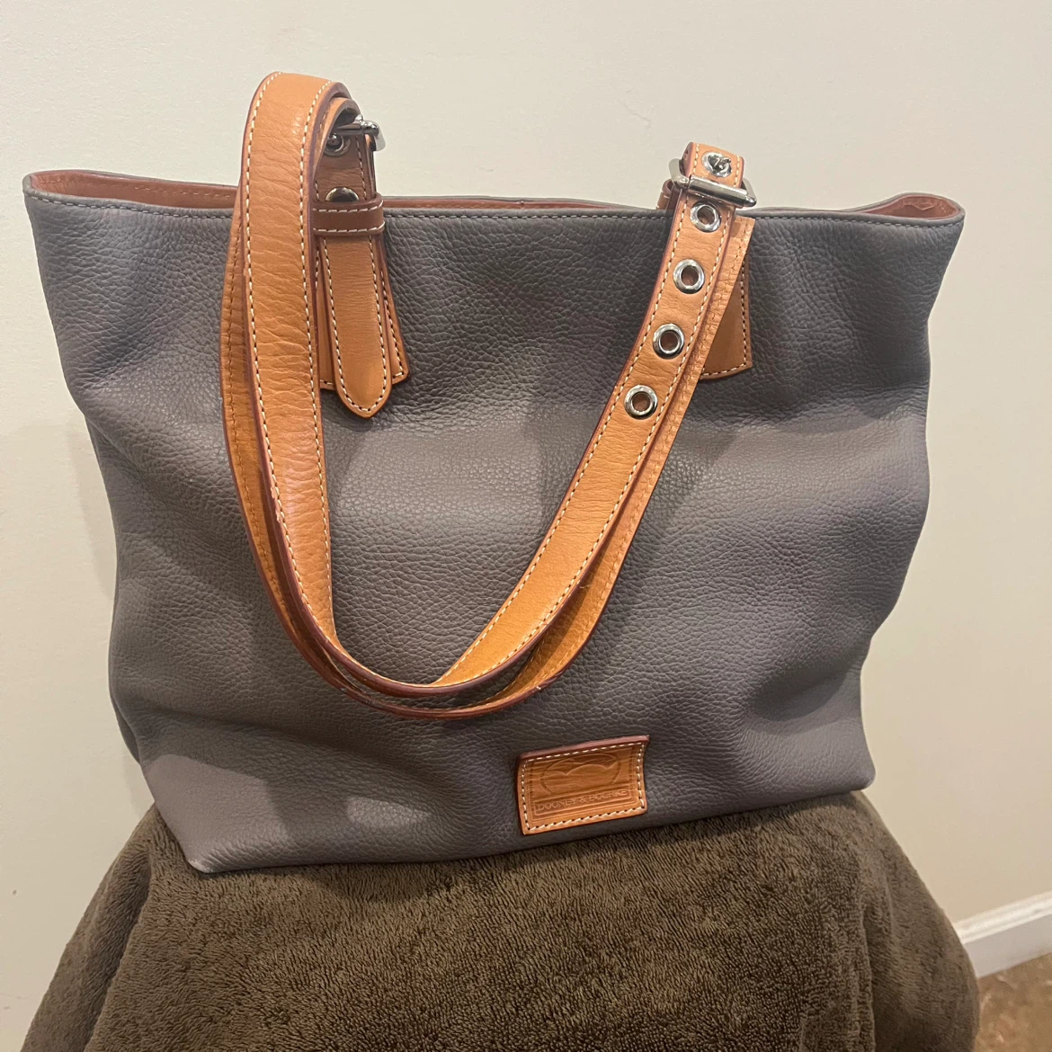 Dooney & Bourke Gray Leather Tote Bag