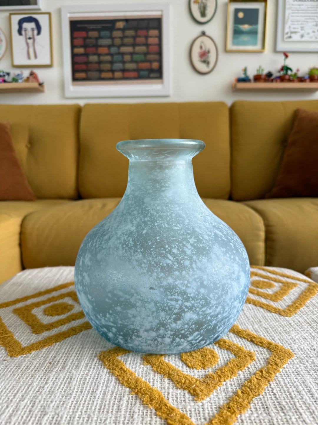 Vidrios San Miguel Recycled Glass Frosted Blue Vase