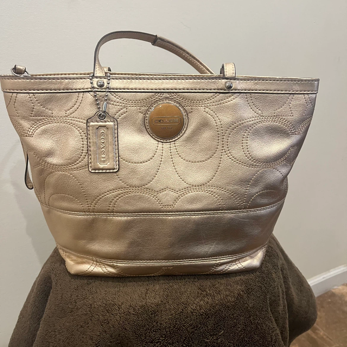 Authentic Coach Metallic Gold Tote Bag