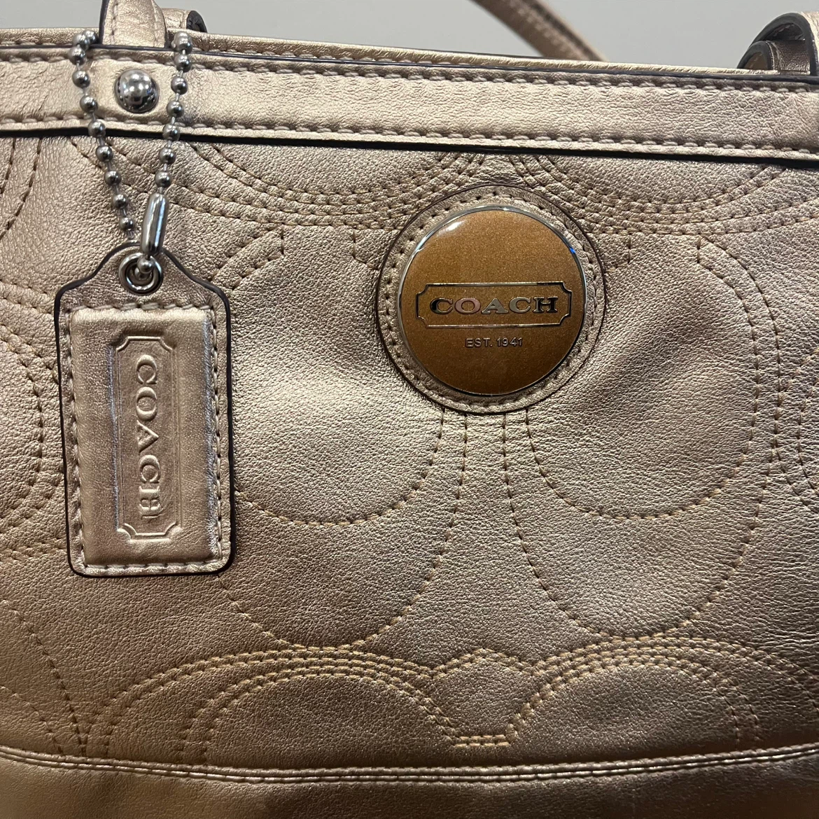 Authentic Coach Metallic Gold Tote Bag - photo 2
