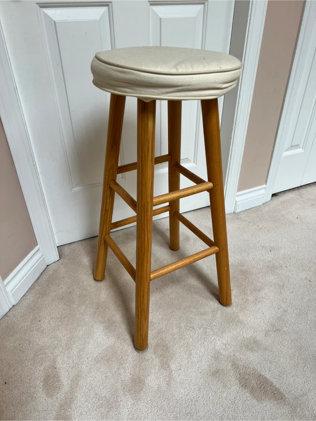 Wooden Bar Stool with Padded Seat