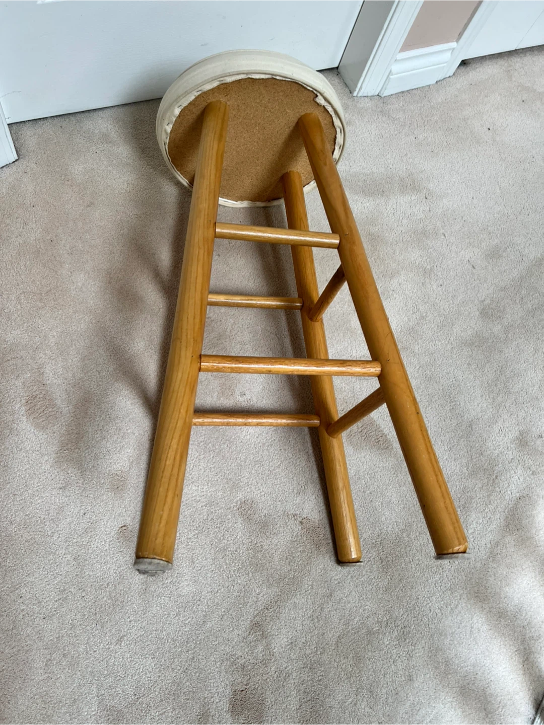Wooden Bar Stool with Padded Seat - photo 2