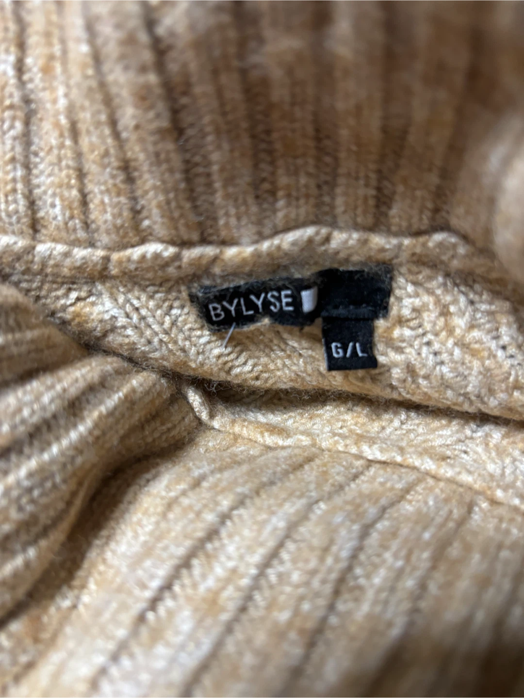 Bylyse Tan Turtleneck Cable Knit Sweater - photo 2