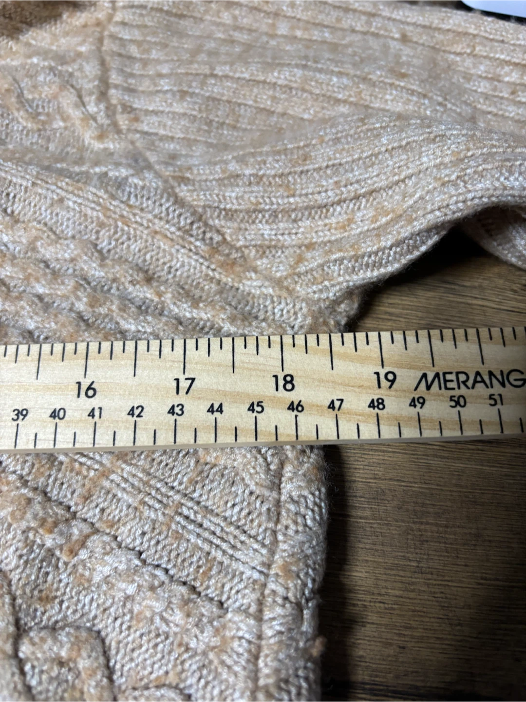 Bylyse Tan Turtleneck Cable Knit Sweater - photo 5