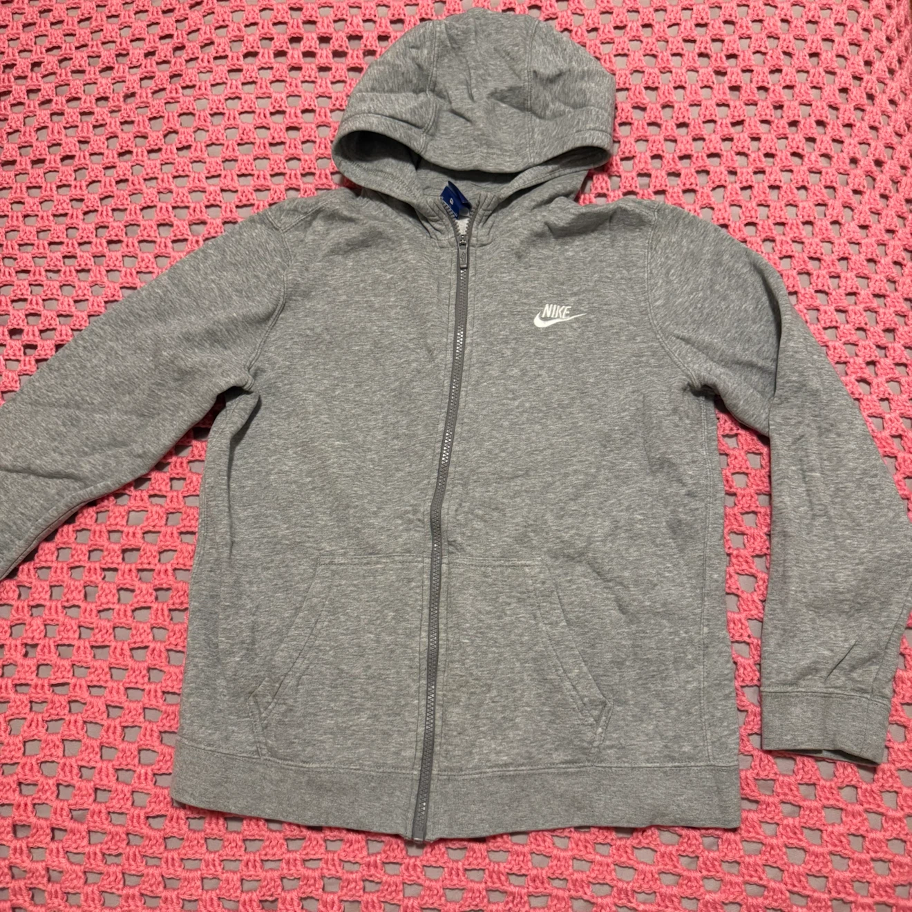 Unisex Junior Nike Grey Full-Zip Hoodie