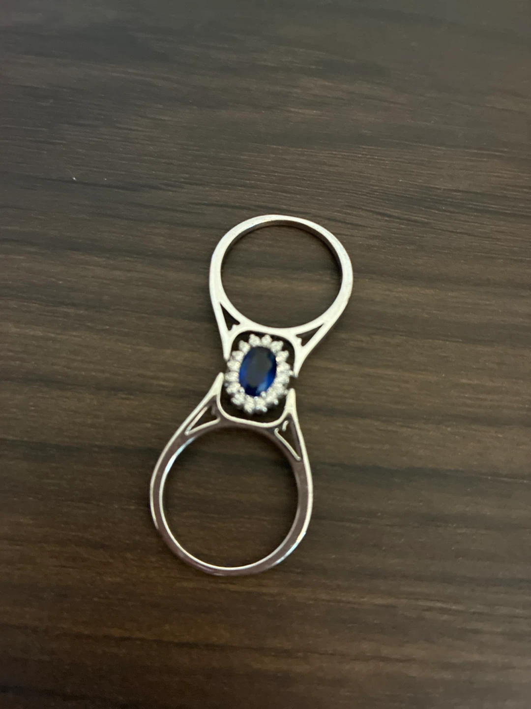 Double finger ring with blue and red stones - photo 2