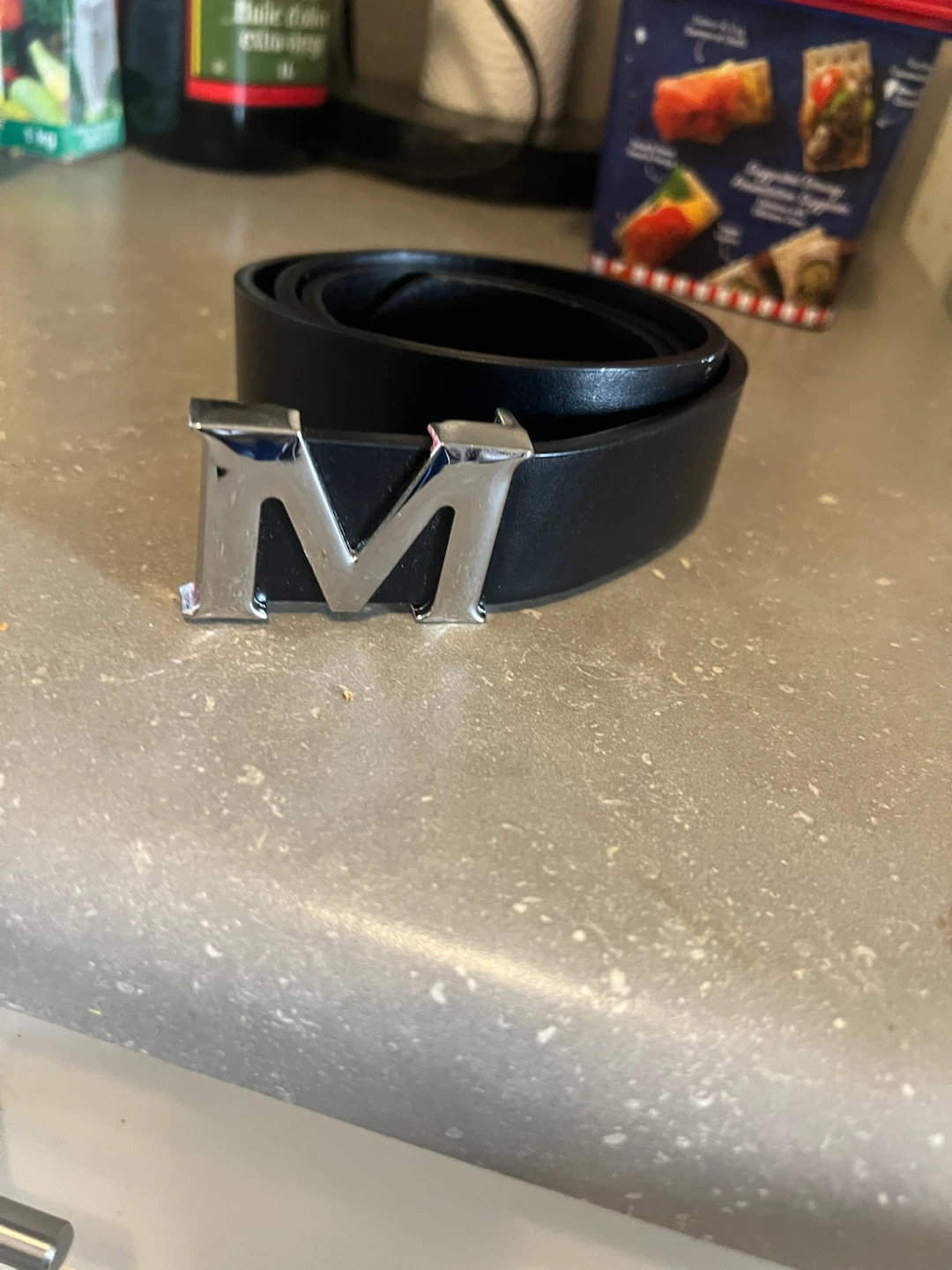 Black Belt with Silver M Buckle