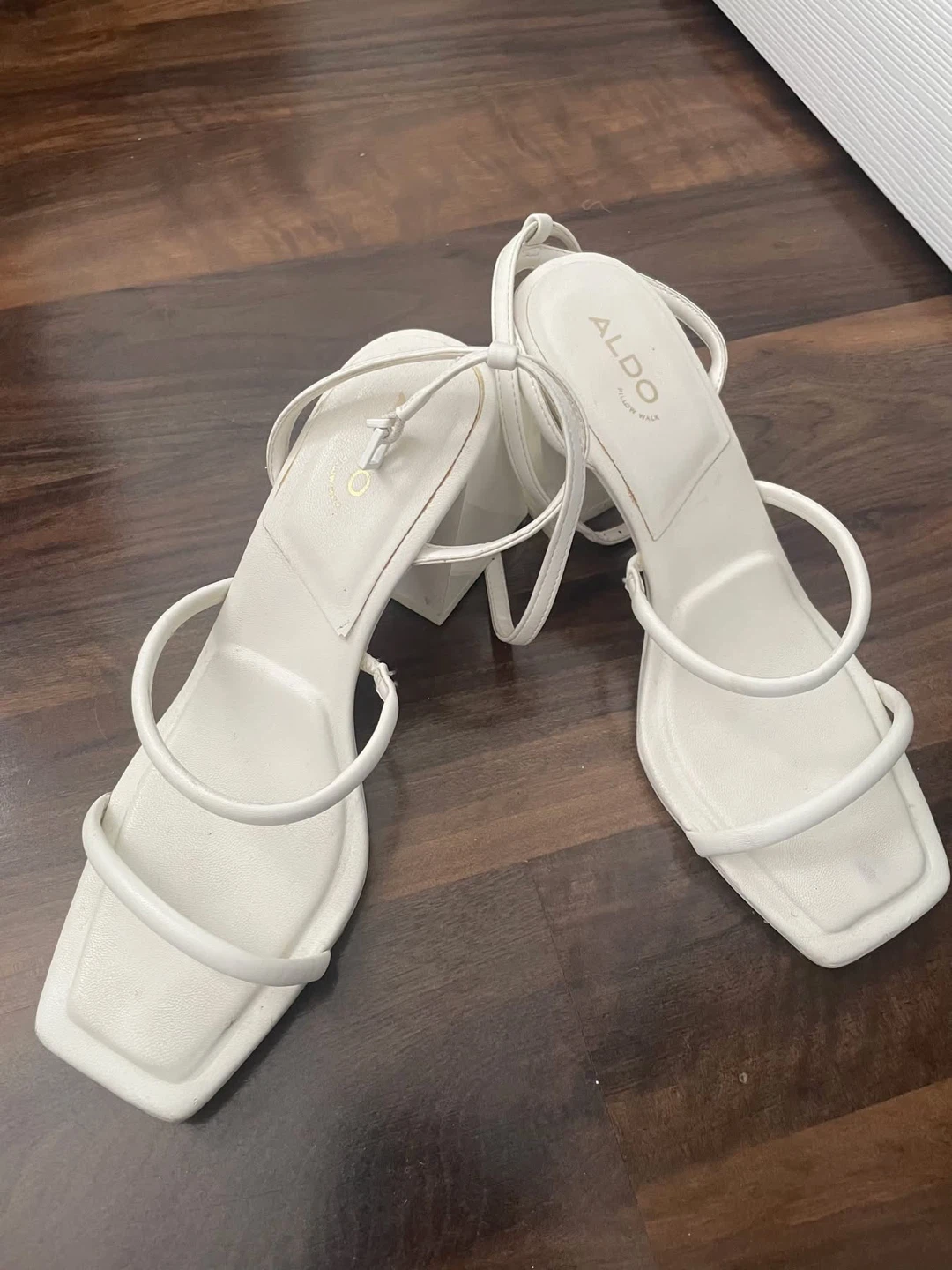 ALDO Pillow Walk White Heeled Sandals