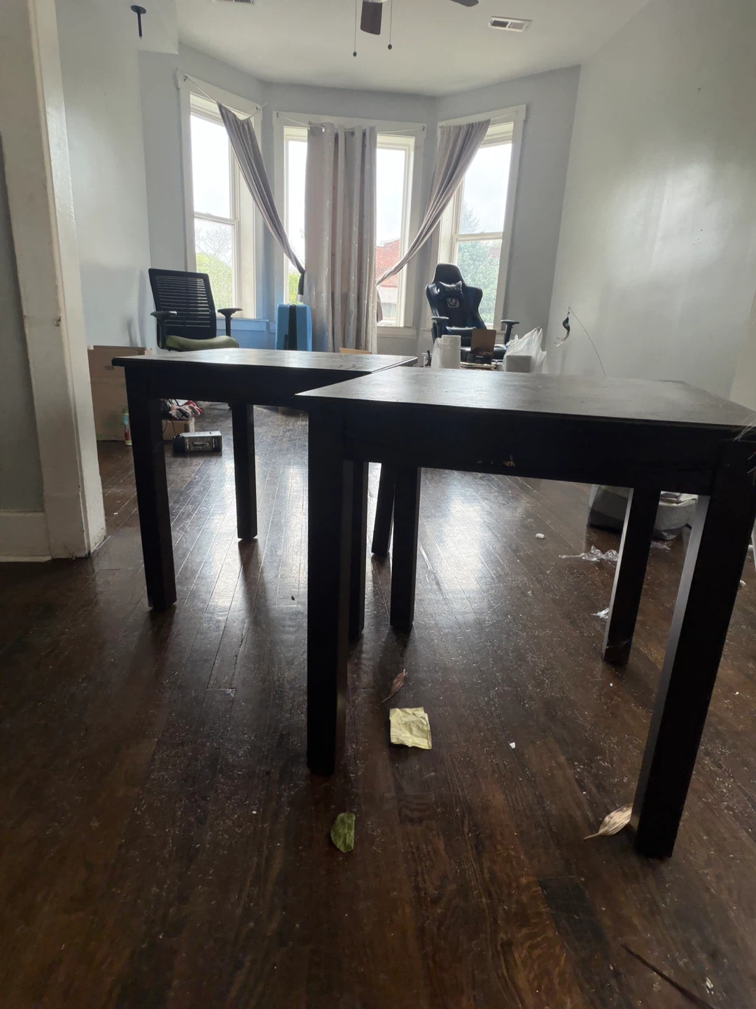 Set of Two Dark Wood Side Tables - photo 2