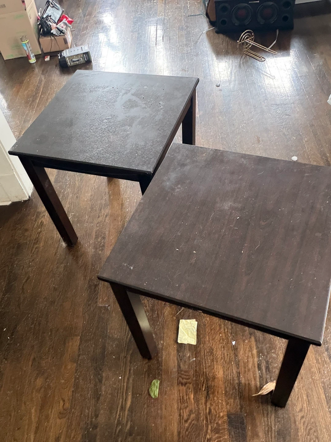Set of Two Dark Wood Side Tables - photo 3
