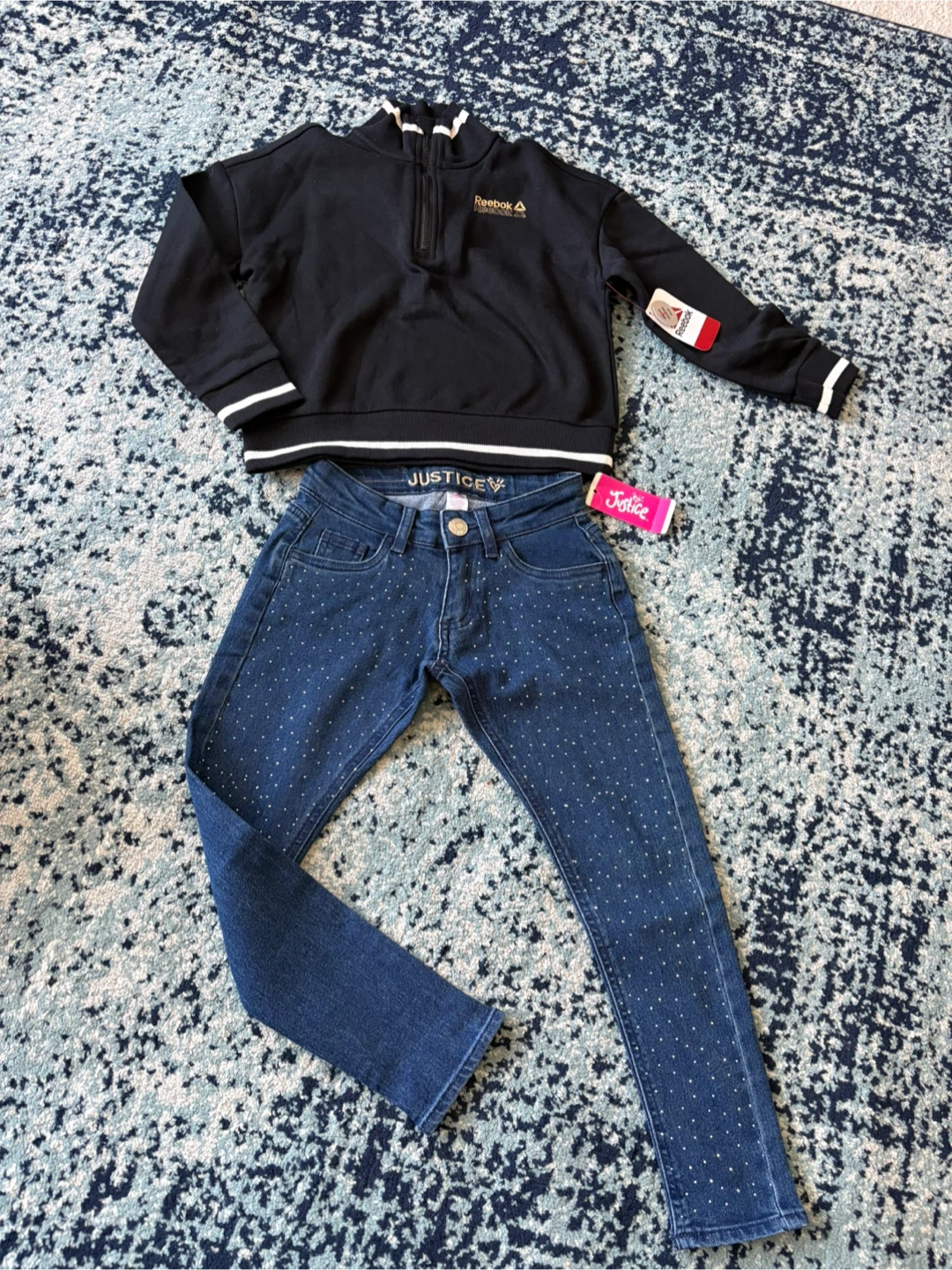Girls' Reebok Pullover and Justice Jeans Outfit - Size 6