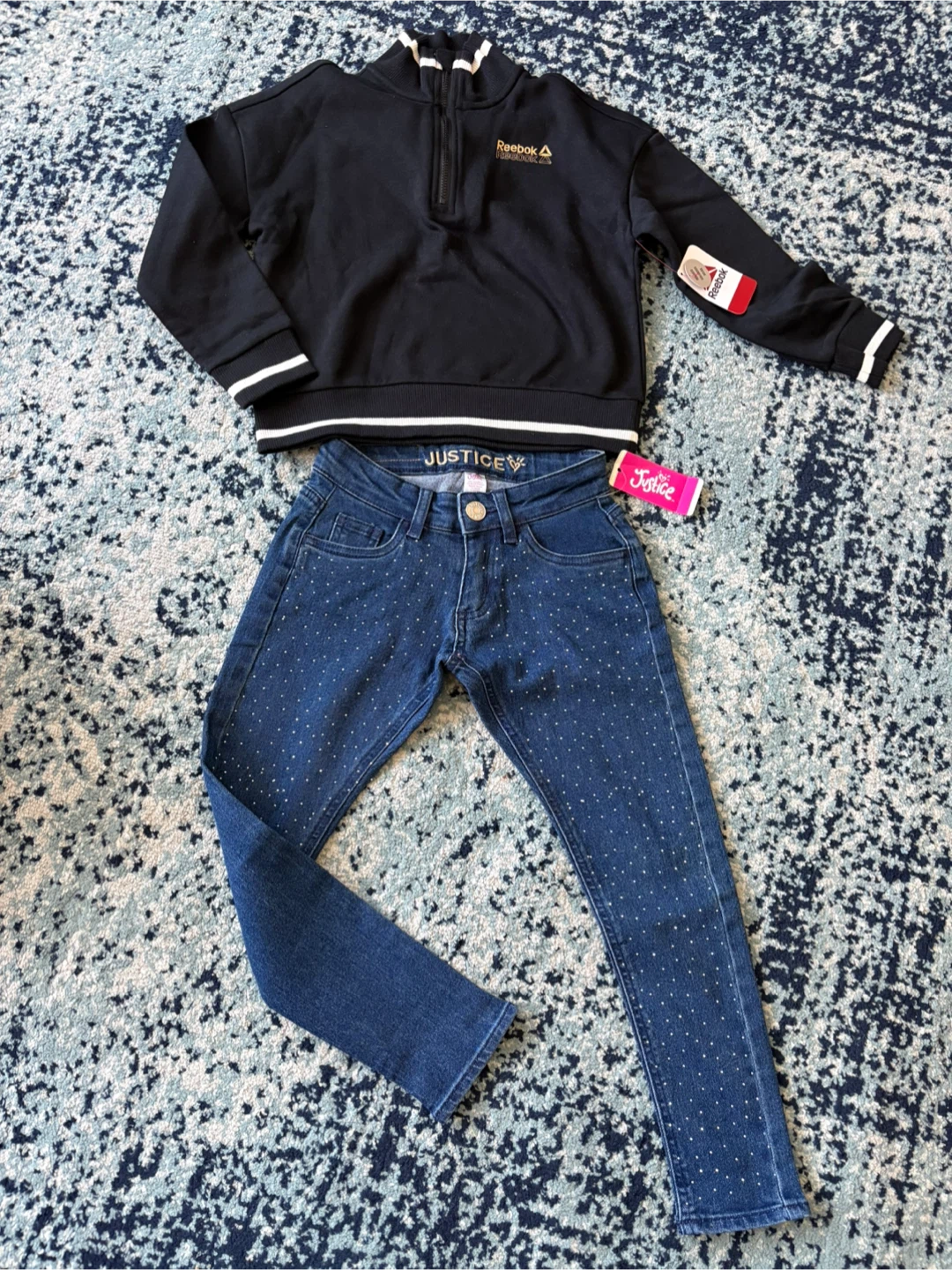 Girls' Reebok Pullover and Justice Jeans Outfit - Size 6 - photo 2
