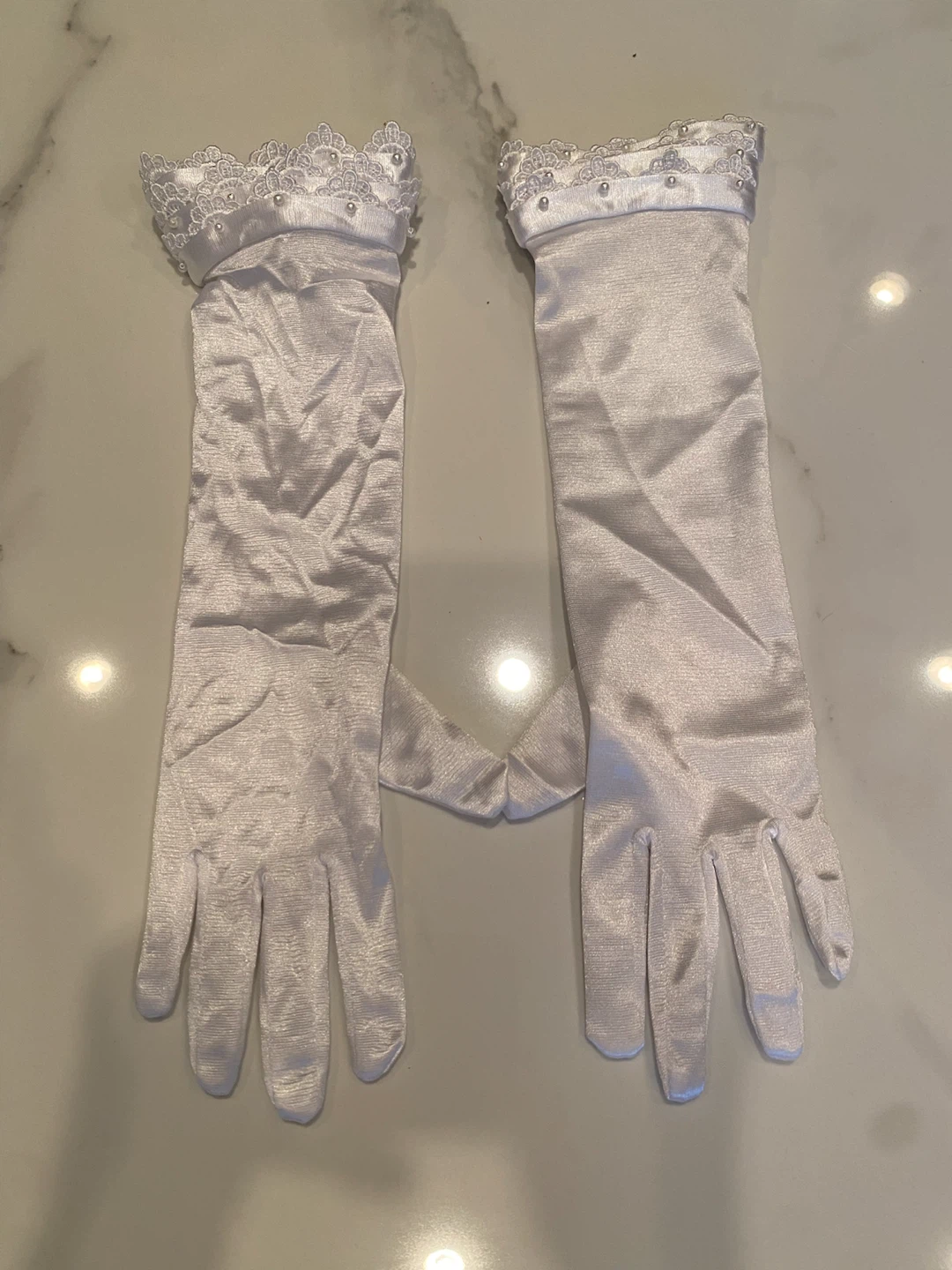 White Satin Lace Gloves Halloween costume