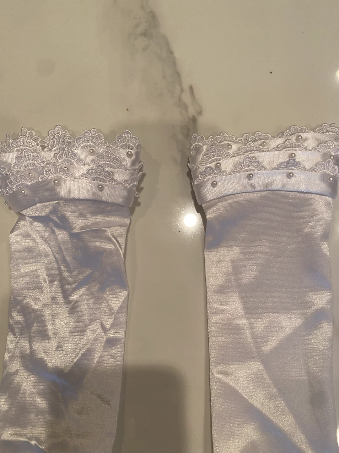 White Satin Lace Gloves Halloween costume - photo 2