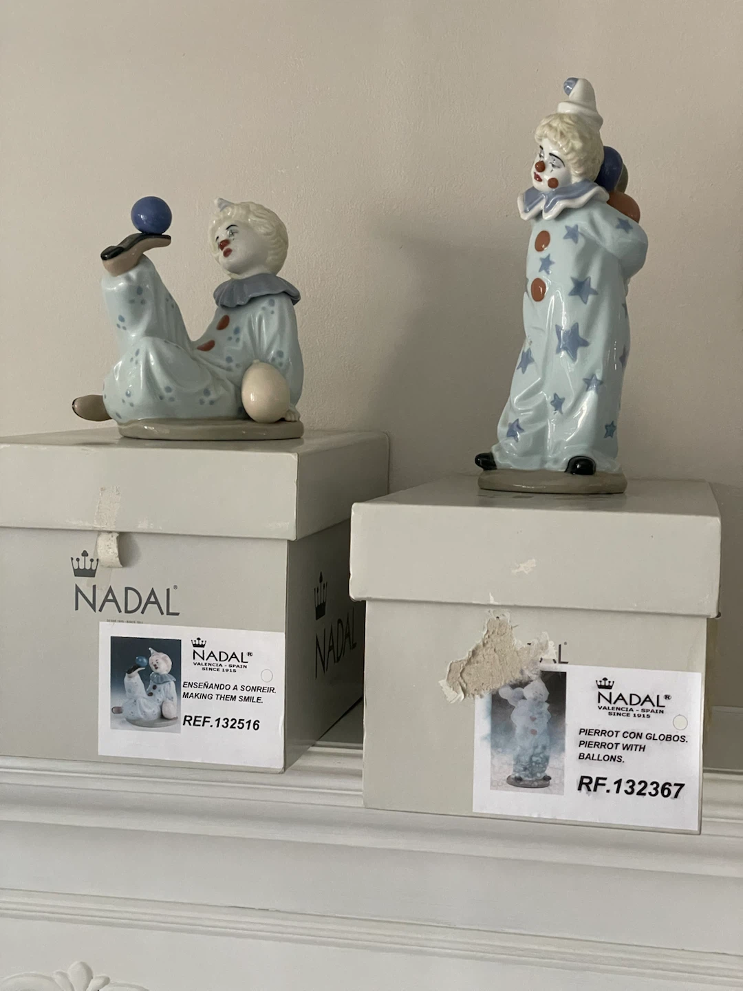 Two Nadal Porcelain Clown Figurines