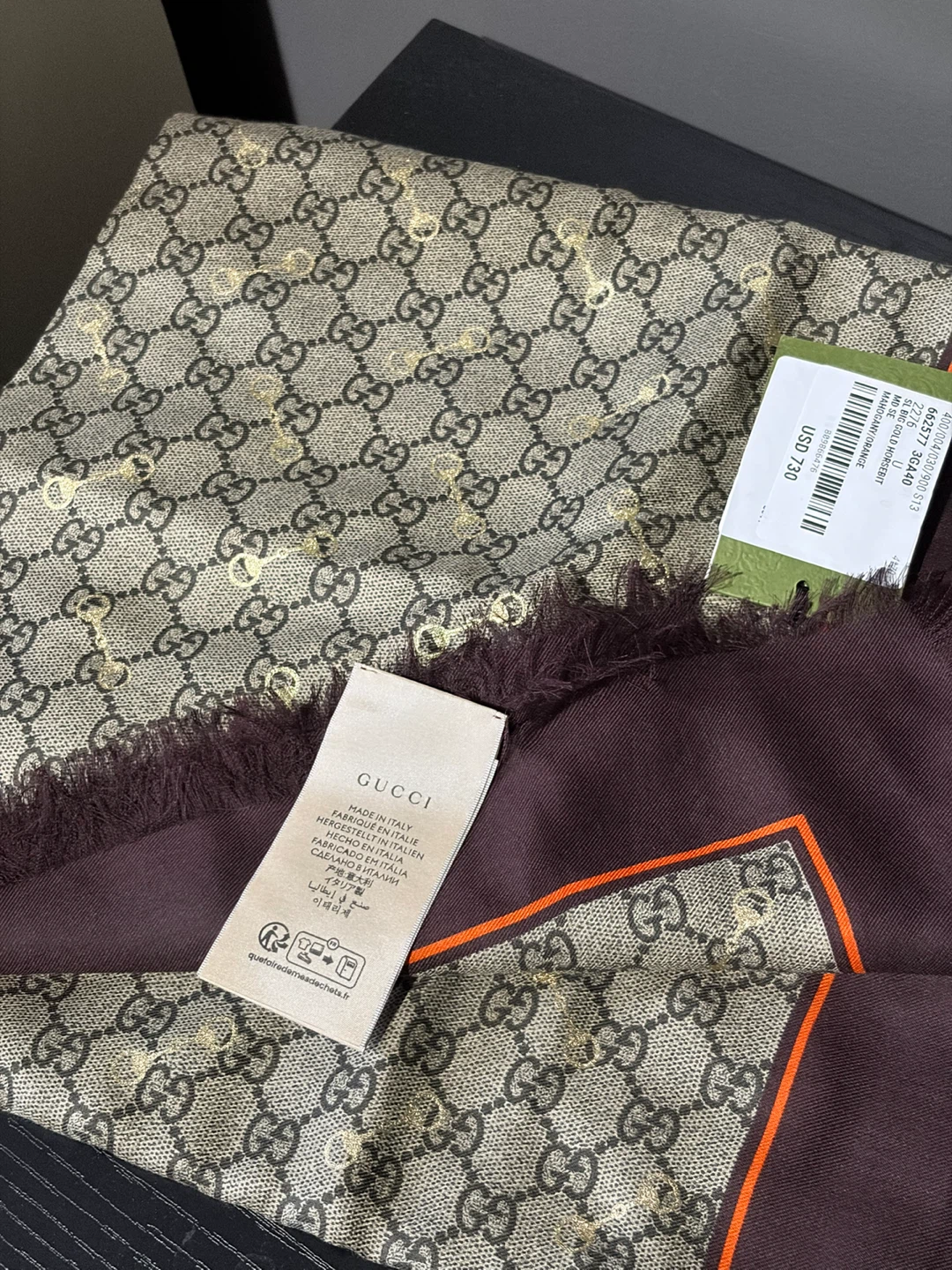 Gucci GG Horsebit Scarf Mahogany Orange - photo 3