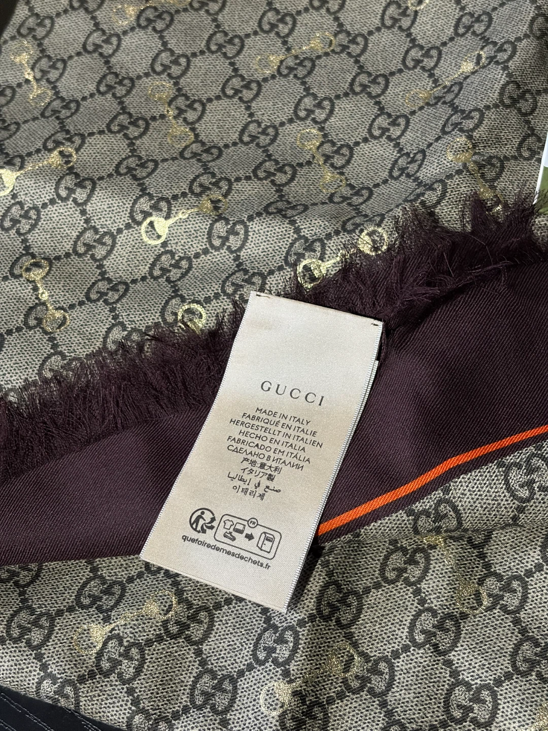 Gucci GG Horsebit Scarf Mahogany Orange - photo 4