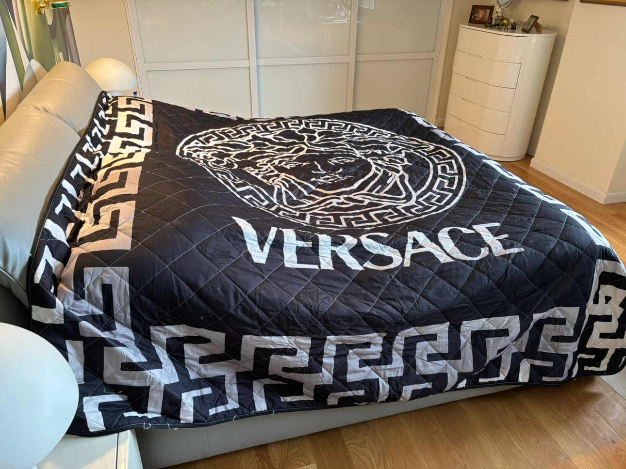 Versace Inspired Quilted Bedspread and Pillow Shams Set