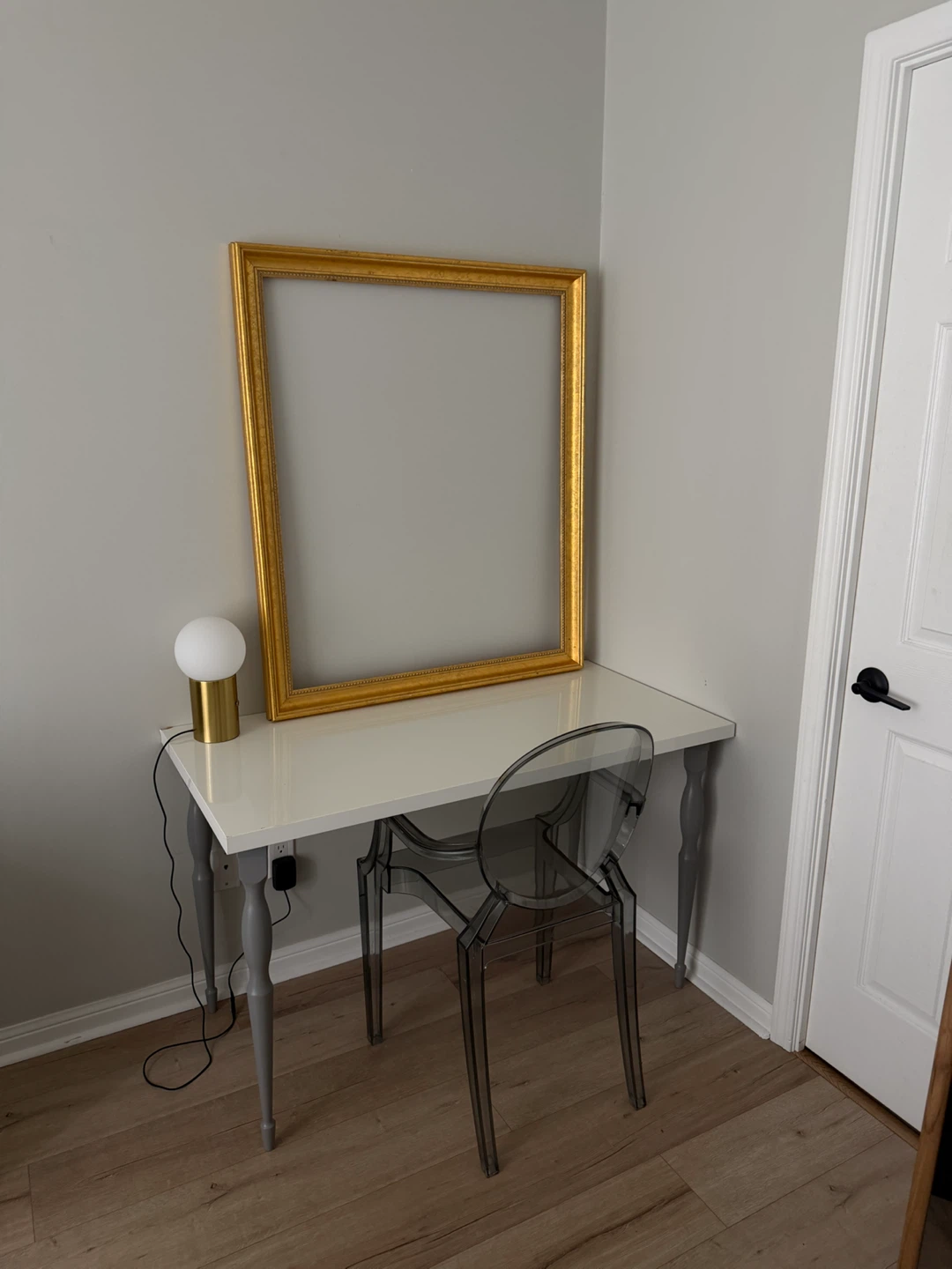 IKEA white desk with grey legs