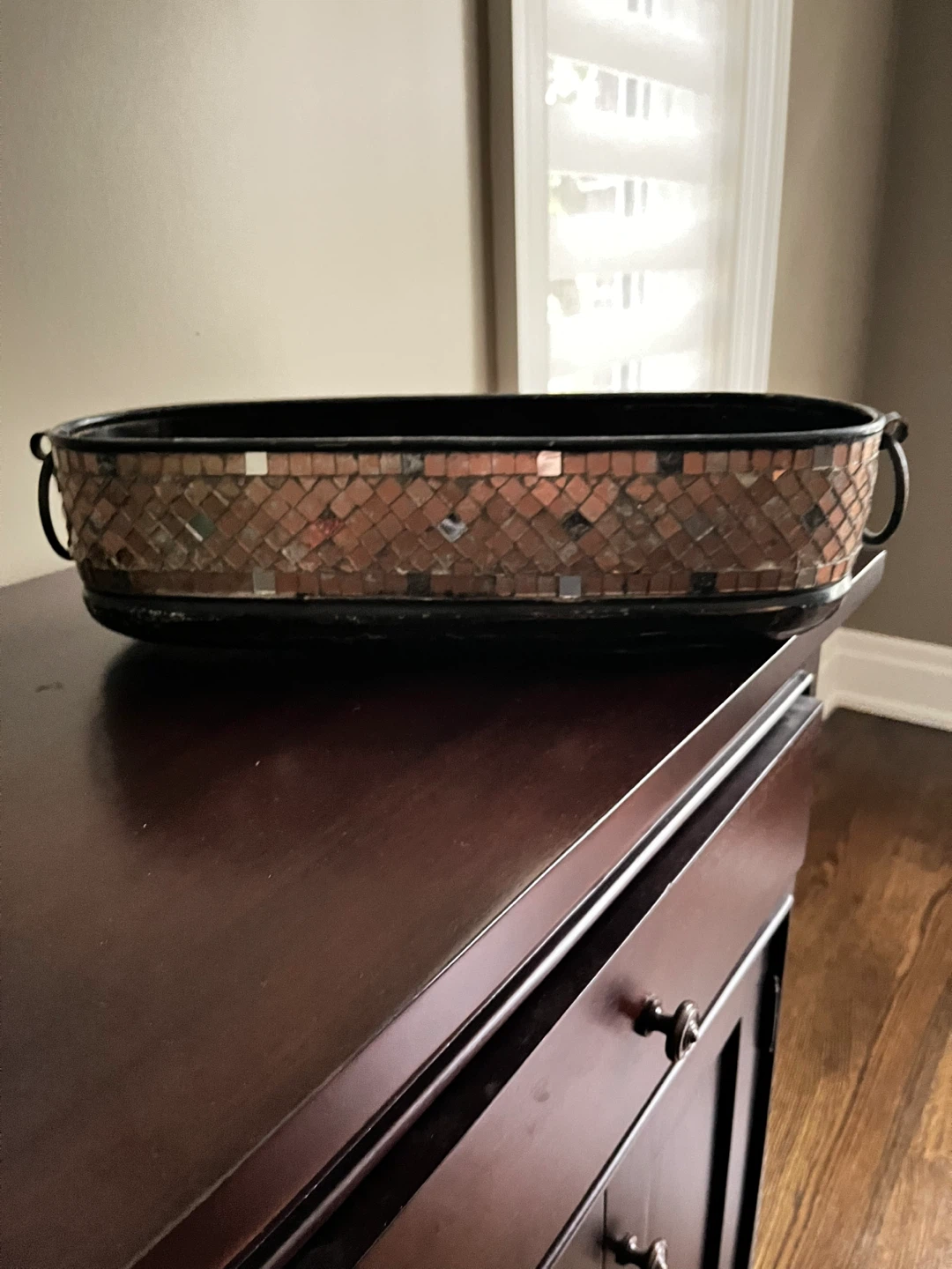 Mosaic Planter With Artificial Ivy