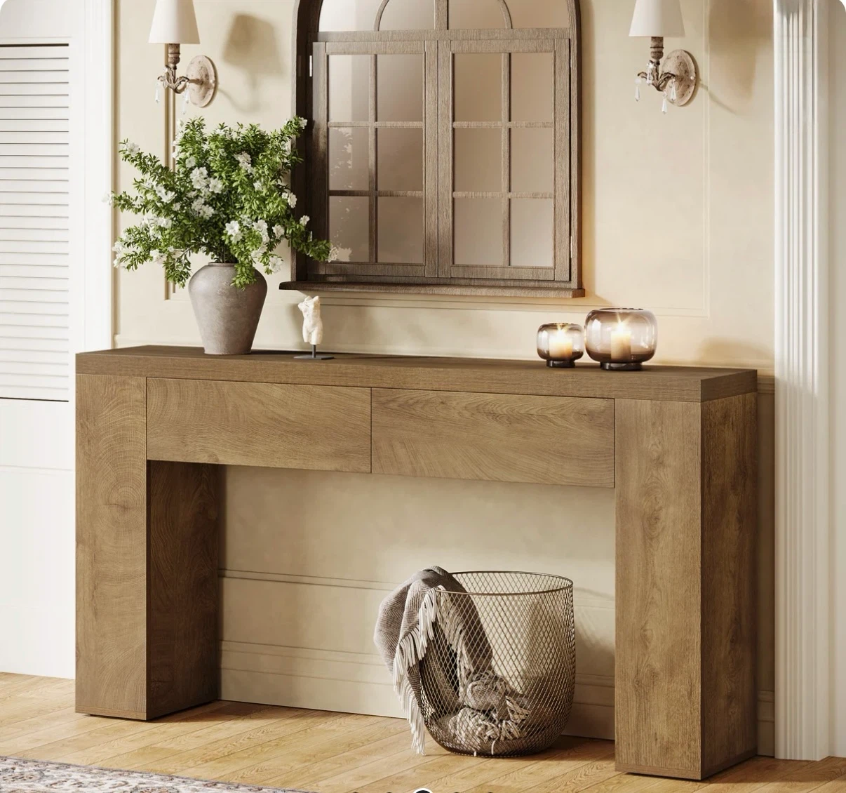 Wood Console Table with Two Drawers “63-Inch”