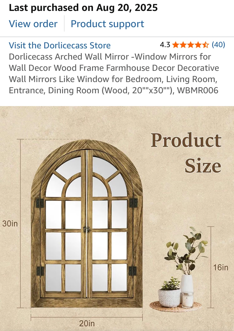 Solid Wood Faux Window Mirror-BNWB