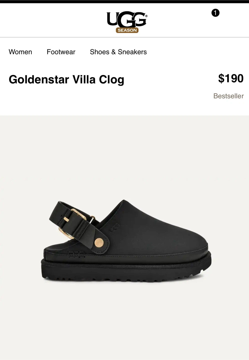 NEW UGG Goldenstar Villa Clog in Black size 11