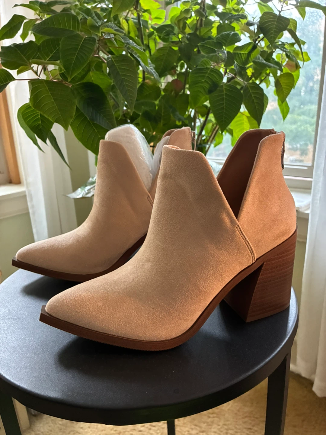 Beige Suede Ankle Boots