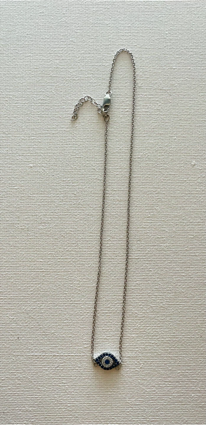 Sterling Silver Evil Eye Choker Necklace - photo 2