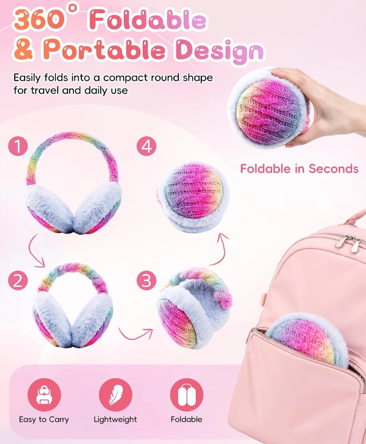 Kids Tie-Dye Foldable Earmuffs - photo 5