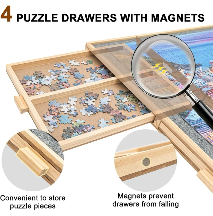 New Wooden Tilting & Rotating Puzzle Board with Drawers - photo 4