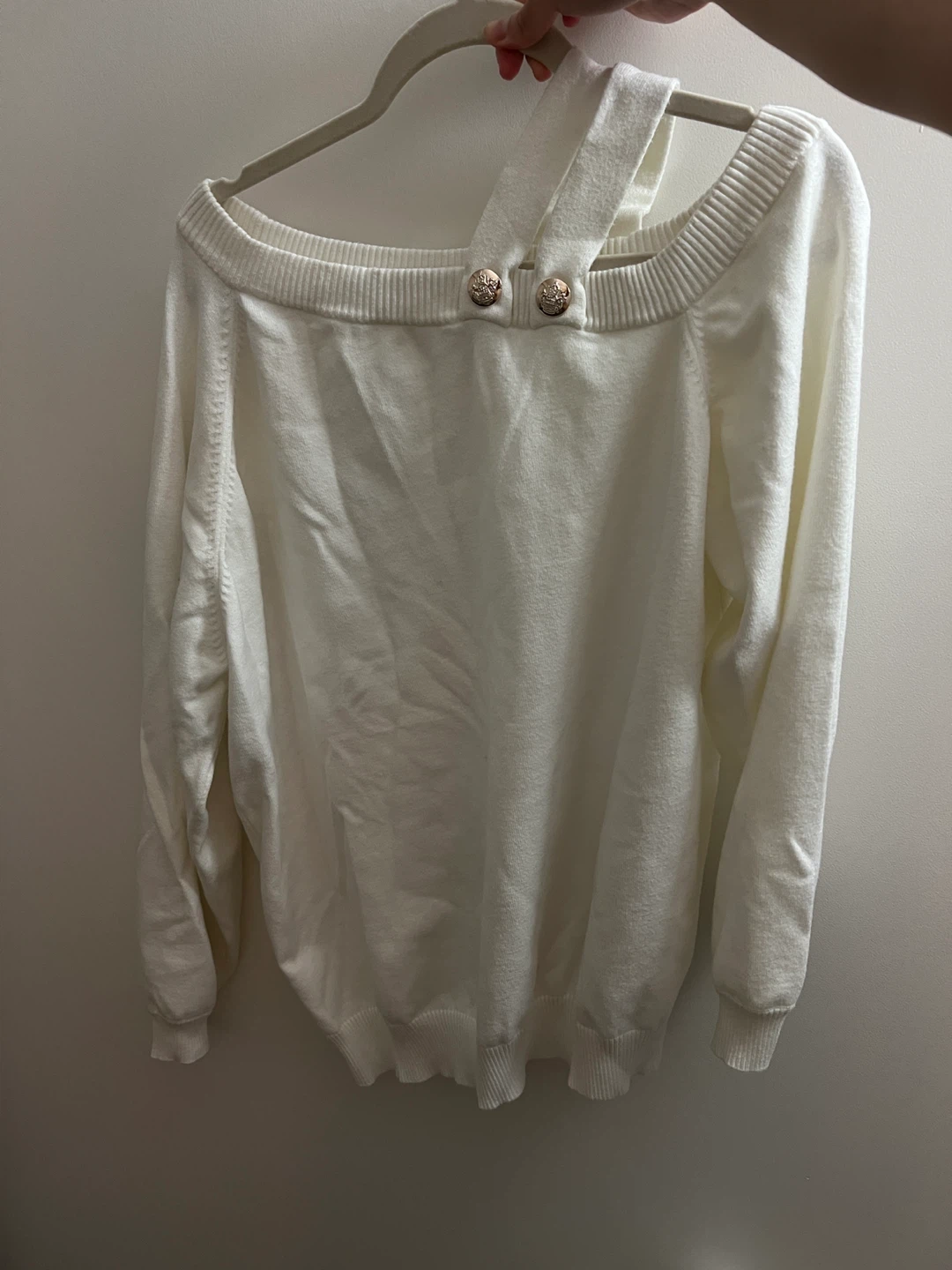 Cream Off-the-Shoulder Knit Sweater