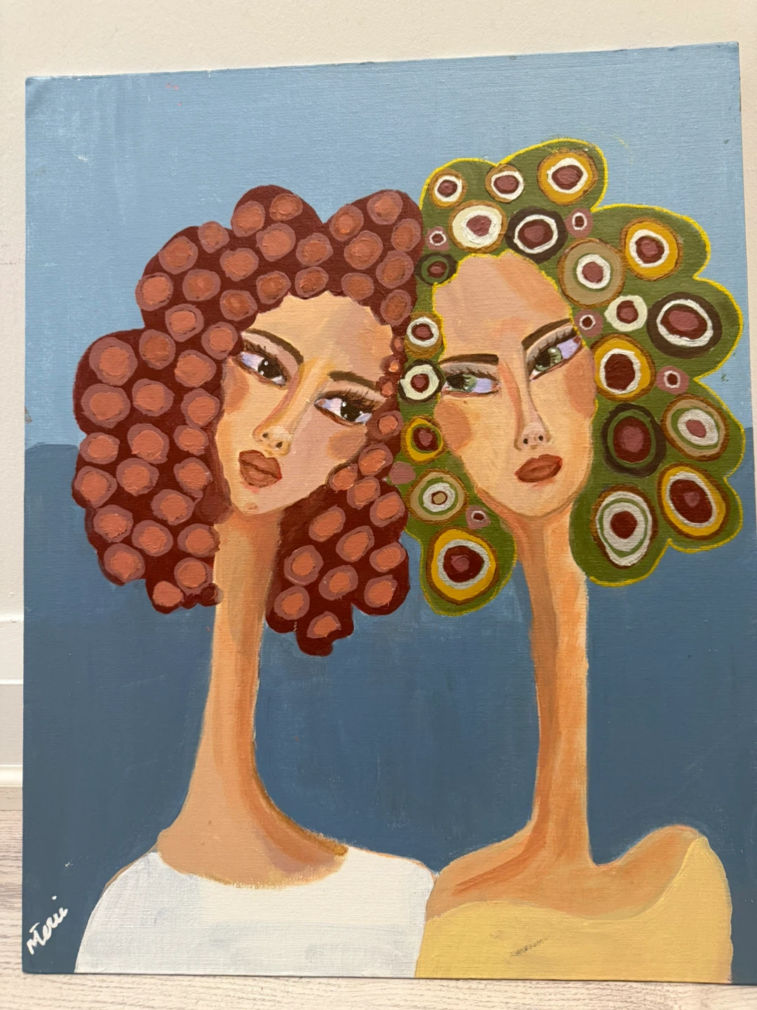 Two Women Abstract Figurative Painting – Original Acrylic
