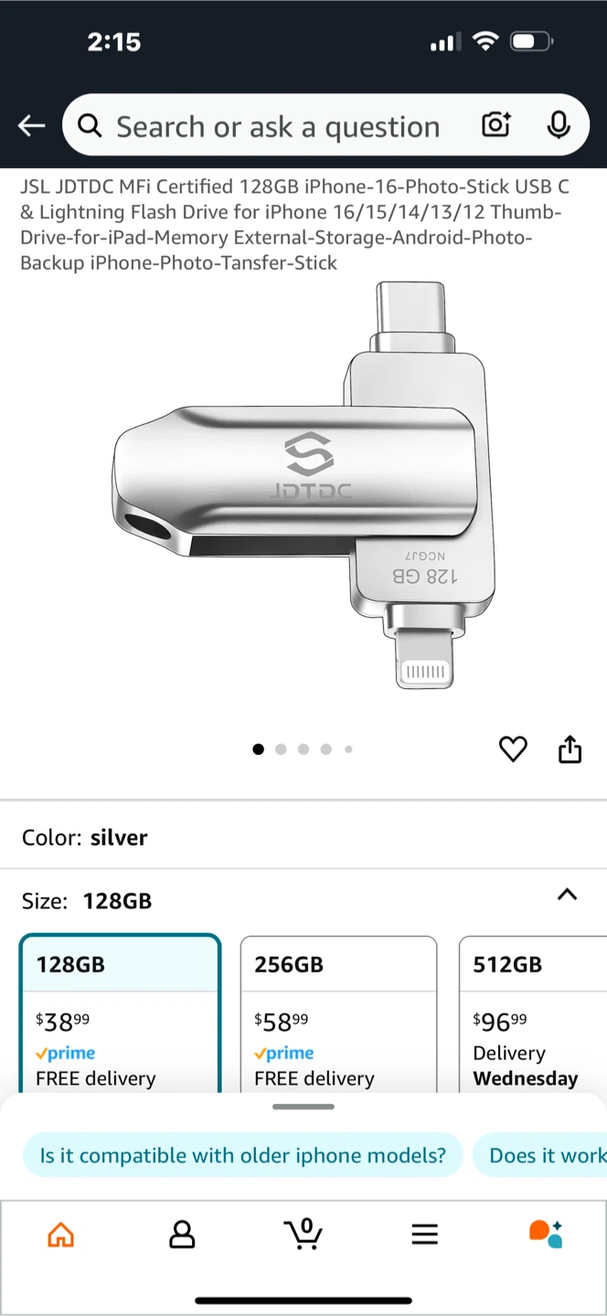JDTDC 128GB Flash Drive for iPhone