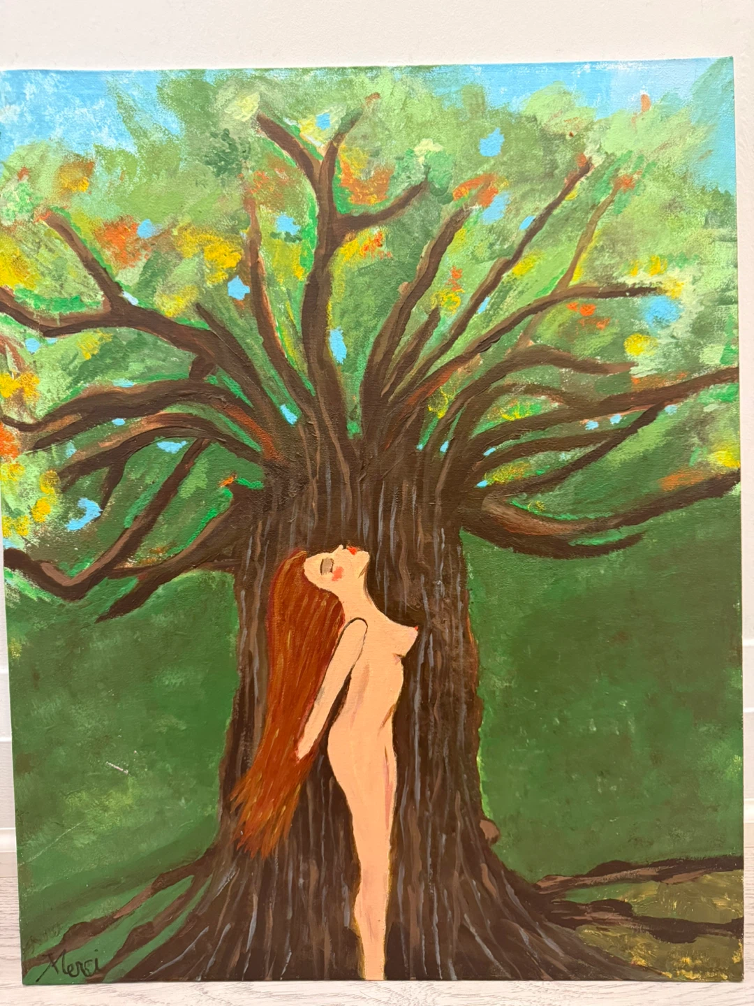 Woman Beneath the Tree – Original Acrylic Painting