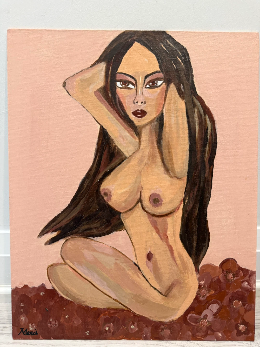 Original Figurative Woman Acrylic Painting – 16 x 20 – Signed