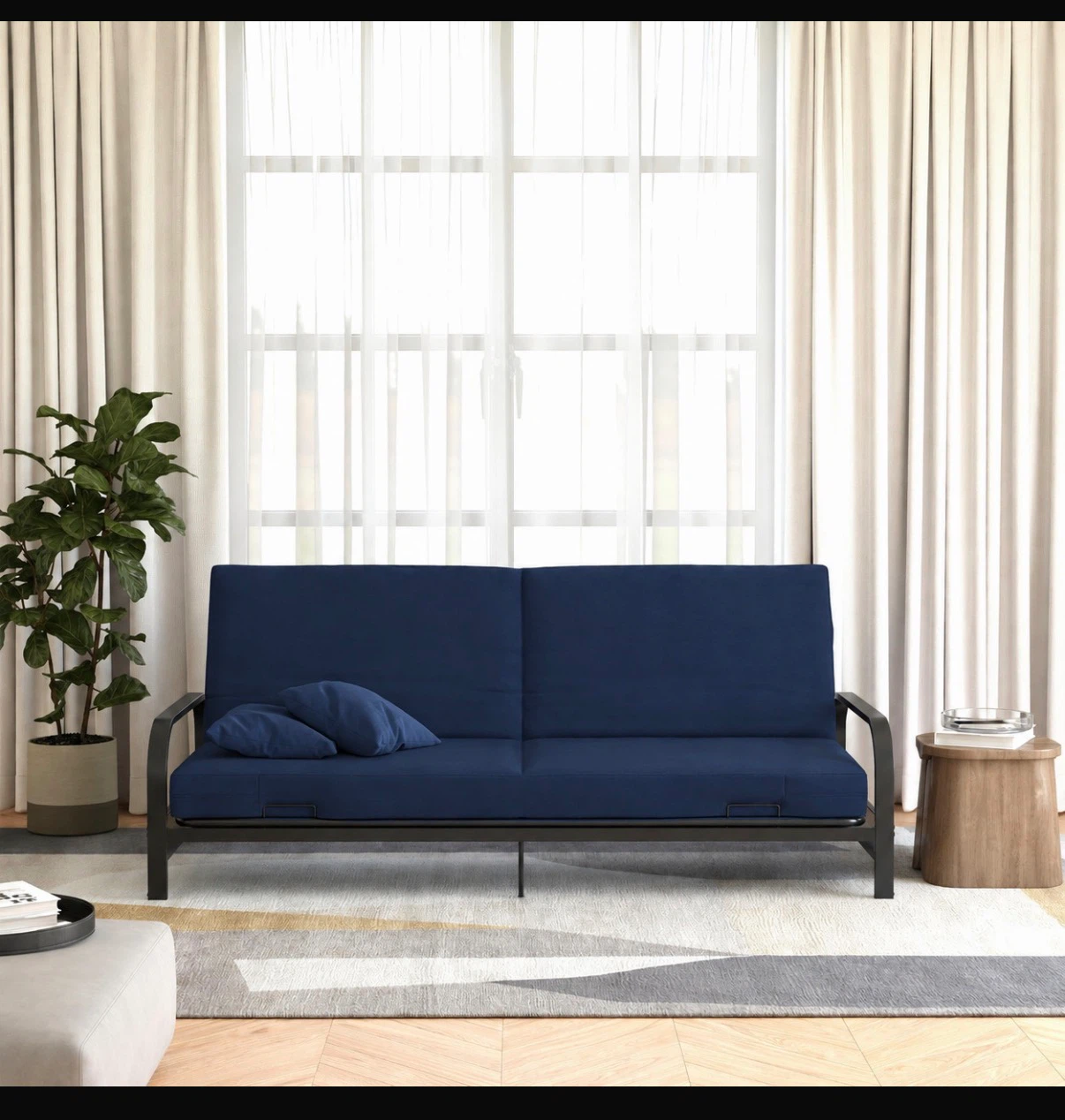 Blue Sofa Bed Convertible Futon