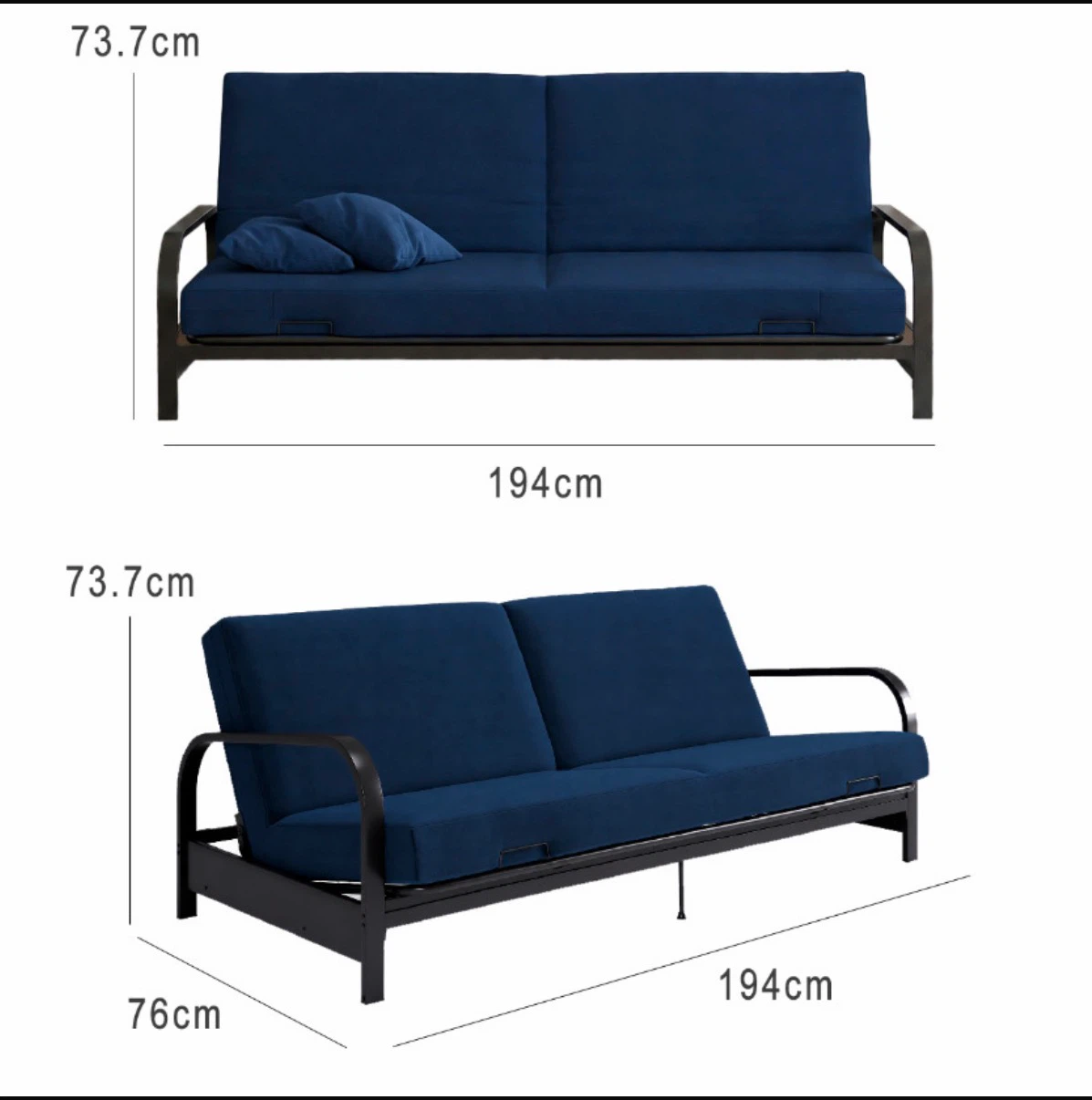 Blue Sofa Bed Convertible Futon - photo 2