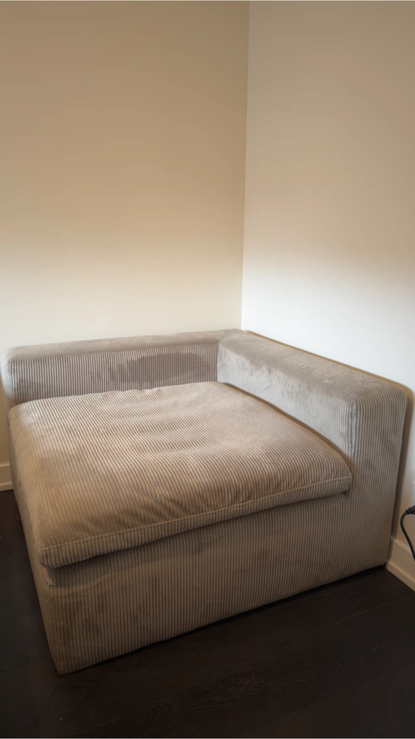 Beige Corduroy Corner Sofa Section - photo 2