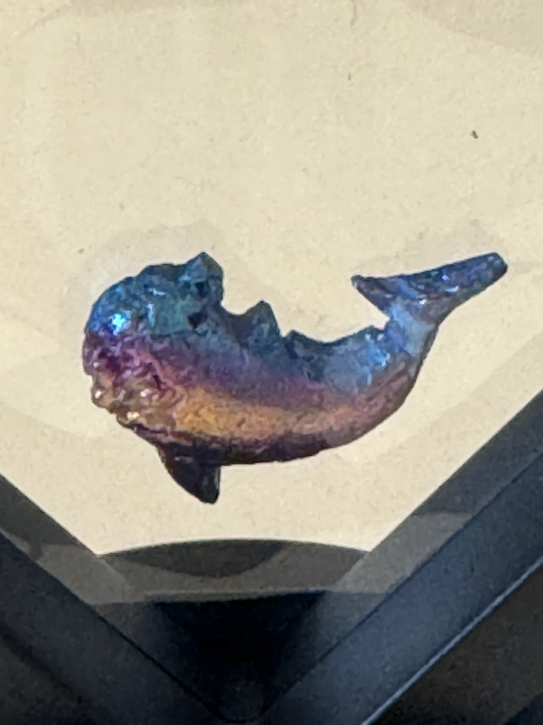 Rainbow Bismuth Dolphin Carving - photo 2