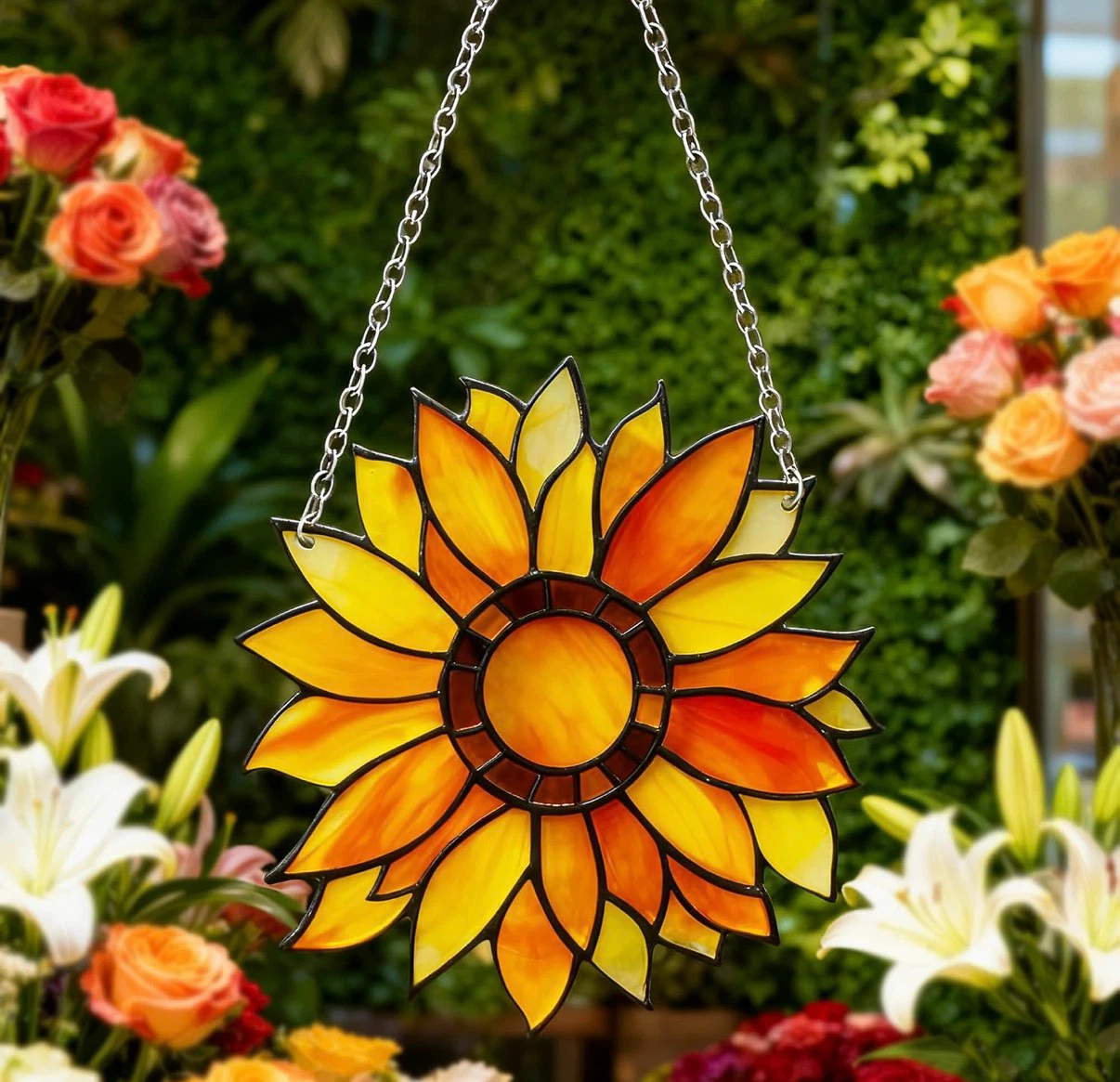 Stained Glass Sunflower Suncatcher - photo 3