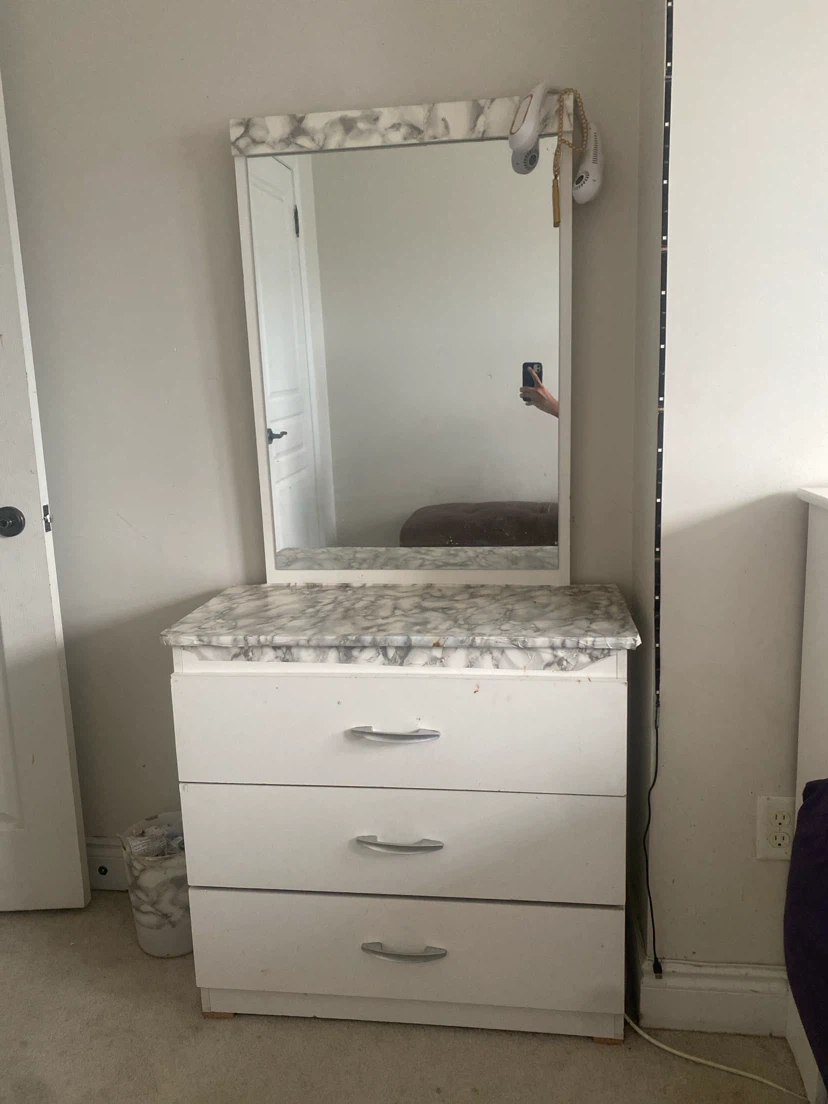 Three-Drawer Dresser with Mirror