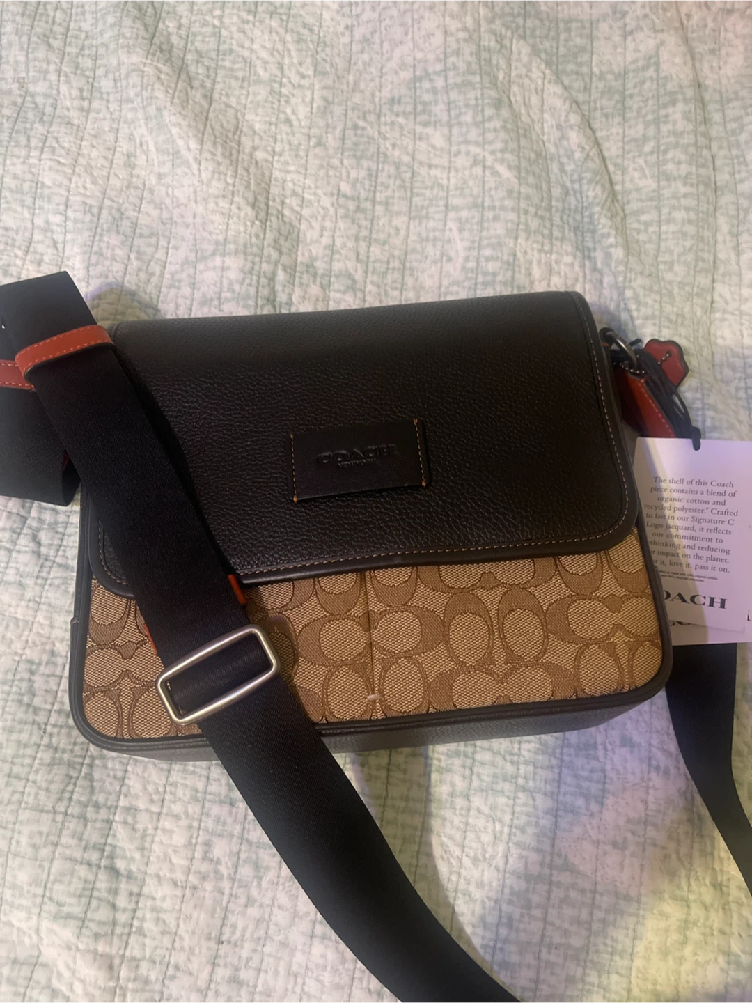 Coach Sprint Map Bag Khaki Black Multi