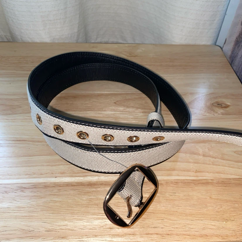 Canvas Belt with Gold-Tone Buckle - photo 2