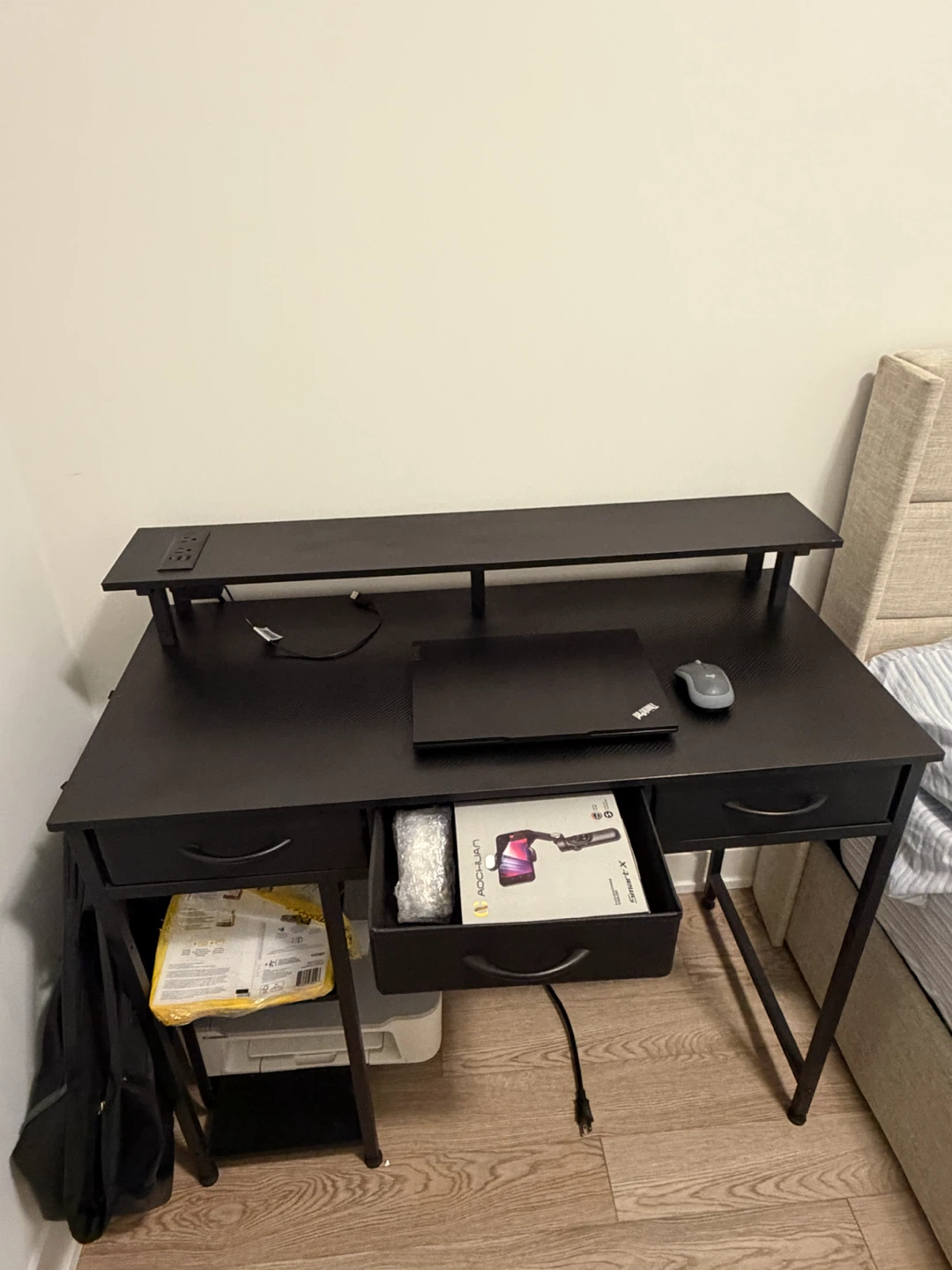 Black Desk with Fabric Drawers and RGB Lights - photo 2