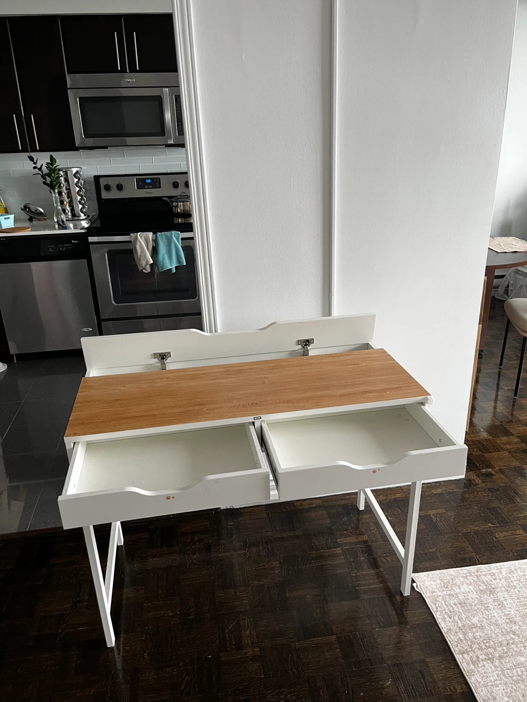 White and Wood Desk with Two Drawers - photo 3