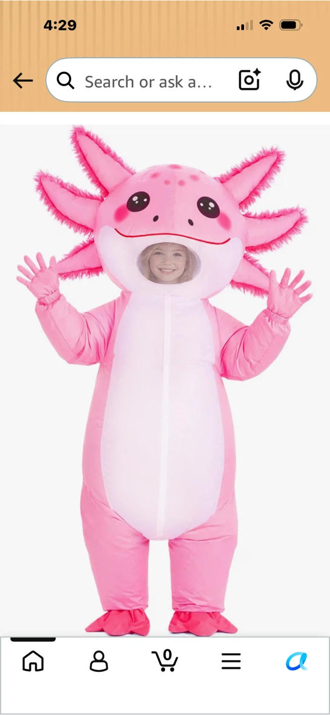 Kids Pink Axolotl Inflatable Costume