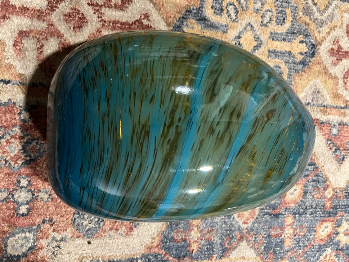 Hgt Handmade Glass Vase Blue and Brown