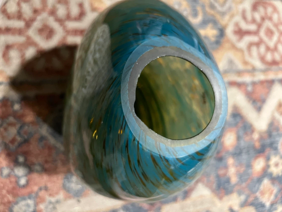 Hgt Handmade Glass Vase Blue and Brown - photo 2