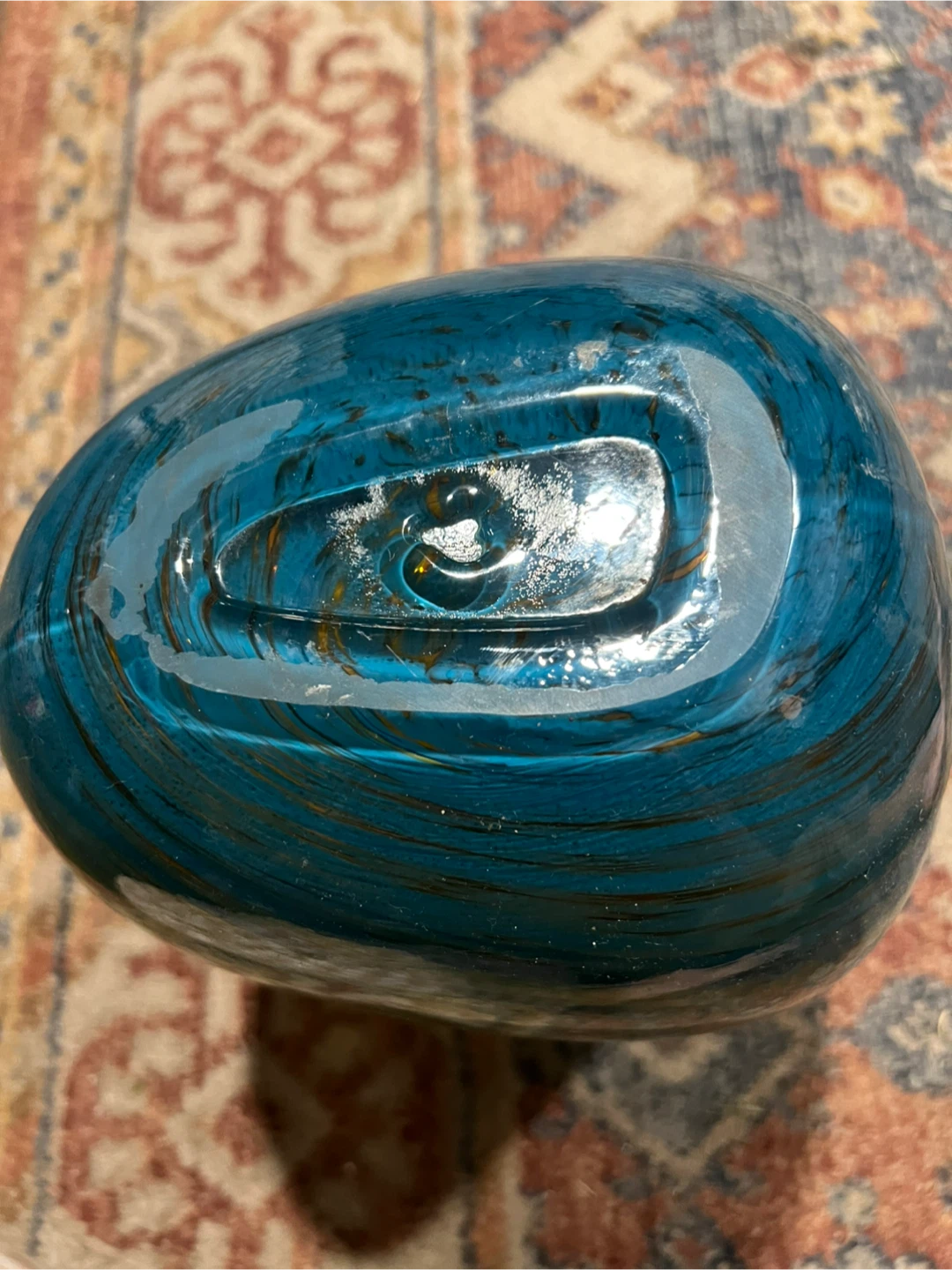 Hgt Handmade Glass Vase Blue and Brown - photo 3